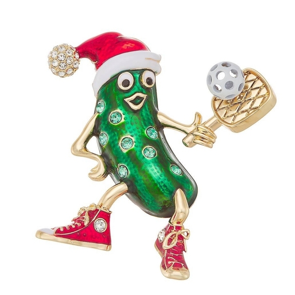Napier Jewelry - Napier Christmas Pickle Pickleball Brooch Pin Gold Tone NWT